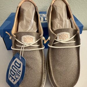 Hey Dude Wendy Loafers in Metallic Sparkle Rose Gold